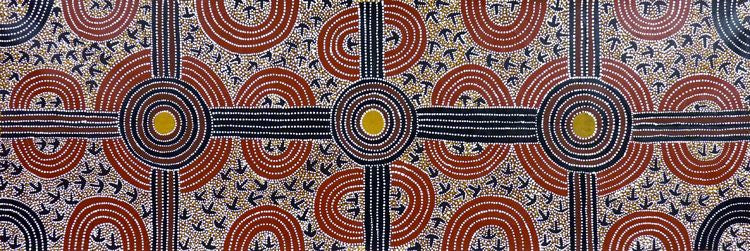 Wild Pigeon and Bush Plum Dreaming (SOLD), 180cm x 60cm. Aboriginal Painting. #AboriginalArt #UtopiaLane