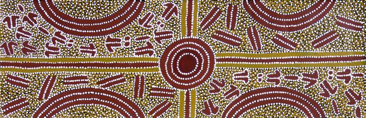 Bush Plum Dreaming by Lindsay Bird, 90cm x 30cm. Aboriginal Painting. #AboriginalArt #UtopiaLane