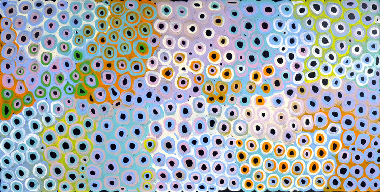 Soakage by Lena Pwerle by Lena Pwerle, 180cm x 90cm. Australian Aboriginal Art.