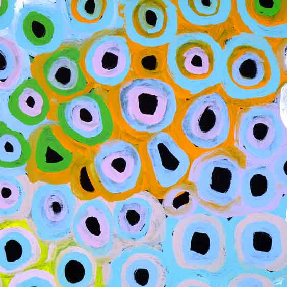 Soakage by Lena Pwerle by Lena Pwerle, 180cm x 90cm. Australian Aboriginal Art.