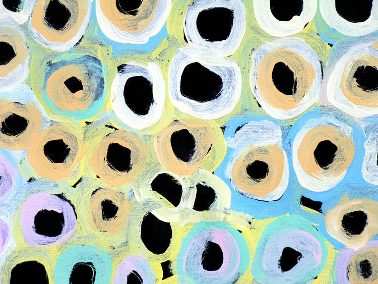 Soakage by Lena Pwerle (SOLD), 180cm x 90cm. Aboriginal Painting. #AboriginalArt #UtopiaLane