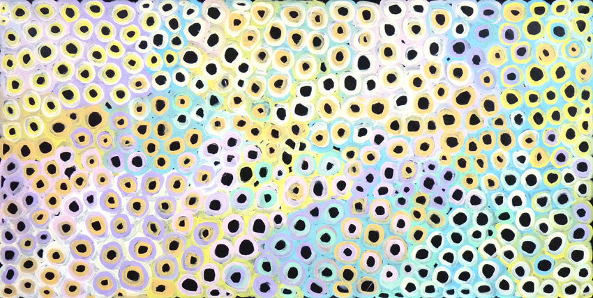 Soakage by Lena Pwerle (SOLD), 180cm x 90cm. Aboriginal Painting. #AboriginalArt #UtopiaLane