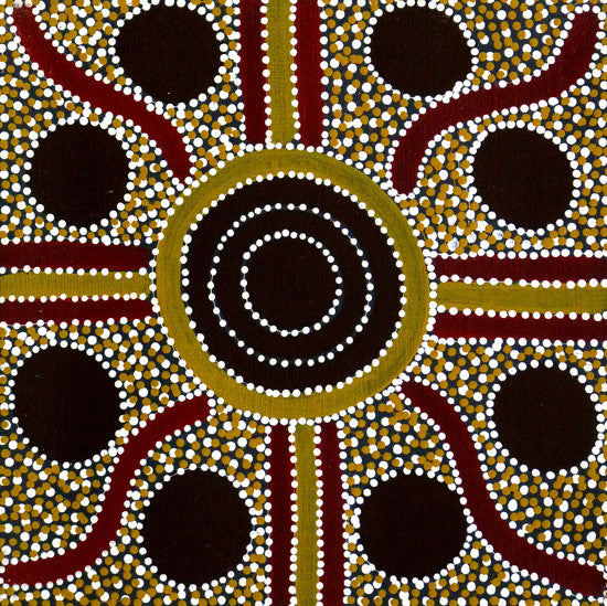 Ahakeye (Bush Plum) Dreaming by Lindsay Bird Mpetyane (SOLD), 30cm x 30cm. Aboriginal Painting. #AboriginalArt #UtopiaLane
