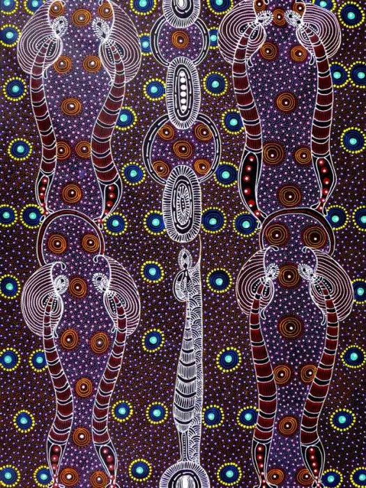 Dreamtime Sisters by Colleen Wallace Nungari, 120cm x 90cm. Aboriginal Painting. #AboriginalArt #UtopiaLane
