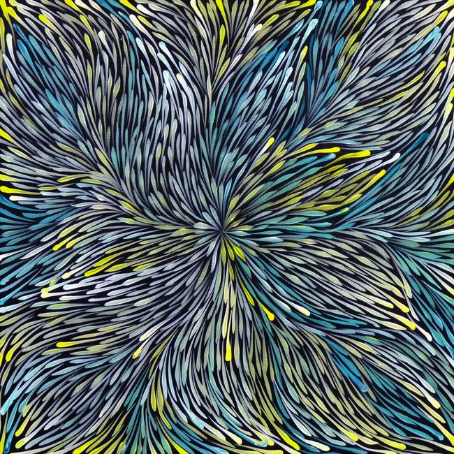 Wild Flowers by Sacha Long Petyarre (SOLD), 45cm x 45cm. Aboriginal Painting. #AboriginalArt #UtopiaLane