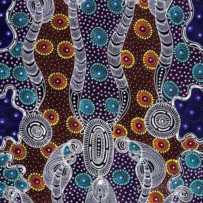 Dreamtime Sisters by Colleen Wallace Nungari (SOLD), 120cm x 60cm. Aboriginal Painting. #AboriginalArt #UtopiaLane