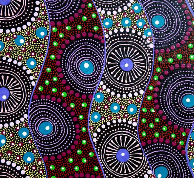 Alpar Seed Story by Karen Bird Ngale (SOLD), 150cm x 60cm. Aboriginal Painting. #AboriginalArt #UtopiaLane
