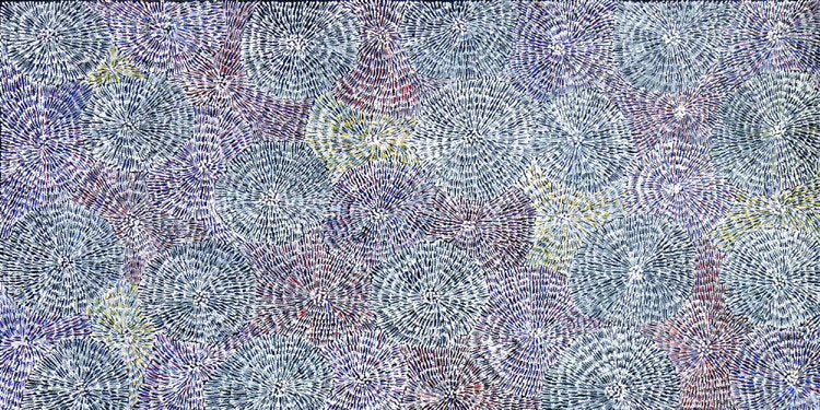 Ilyarnayt Flower by Audrey Morton Kngwarreye by Audrey Morton Kngwarrey, 60cm x 30cm. Australian Aboriginal Art.