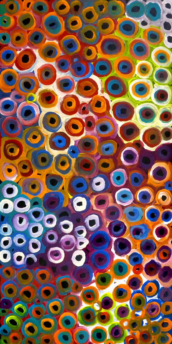 Soakage by Lena Pwerle, 120cm x 60cm. Aboriginal Painting. #AboriginalArt #UtopiaLane