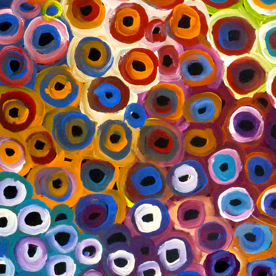 Soakage by Lena Pwerle, 120cm x 60cm. Aboriginal Painting. #AboriginalArt #UtopiaLane