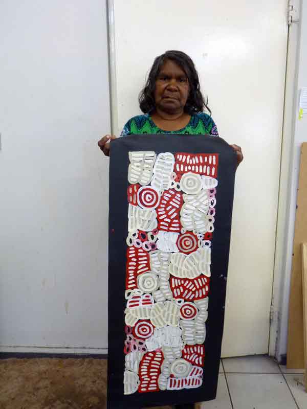 My Mother's Country by Betty Mbitjana, 90cm x 30cm. Aboriginal Painting. #AboriginalArt #UtopiaLane