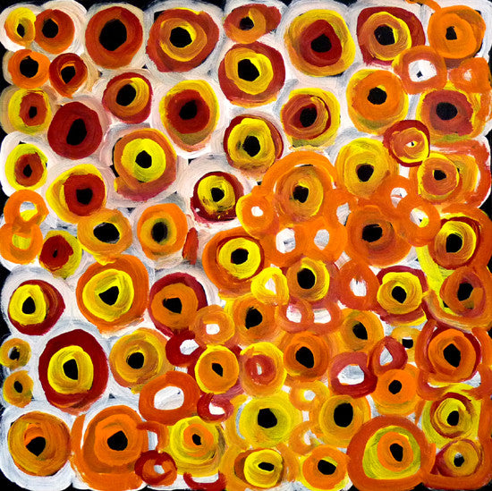 Soakage by Lena Pwerle (SOLD), 45cm x 45cm. Aboriginal Painting. #AboriginalArt #UtopiaLane