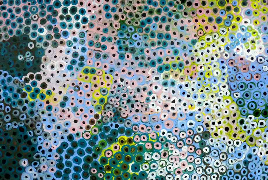 Soakage by Lena Pwerle (SOLD), 180cm x 120cm. Aboriginal Painting. #AboriginalArt #UtopiaLane
