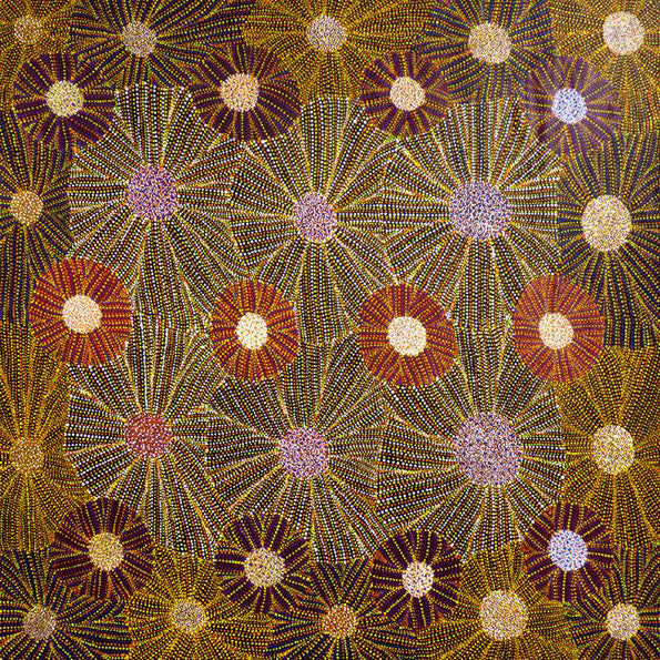 Kurrajong Dreaming by Katie Kemarre, 90cm x 90cm. Aboriginal Painting. #AboriginalArt #UtopiaLane