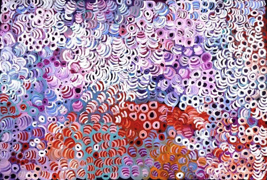 Soakage by Lena Pwerle by Lena Pwerle, 180cm x 120cm. Australian Aboriginal Art.