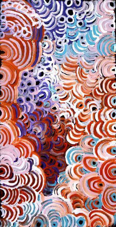 Soakage by Lena Pwerle, 120cm x 60cm. Aboriginal Painting. #AboriginalArt #UtopiaLane