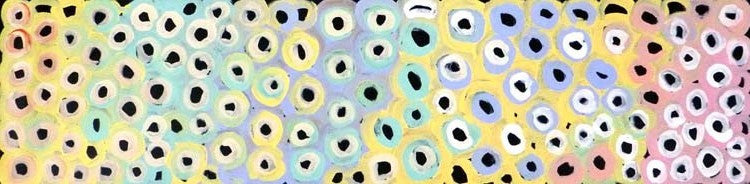 Soakage by Lena Pwerle (SOLD), 120cm x 30cm. Aboriginal Painting. #AboriginalArt #UtopiaLane