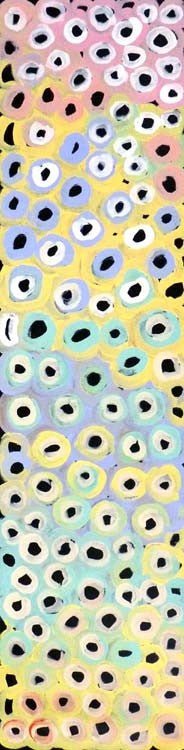 Soakage by Lena Pwerle (SOLD), 120cm x 30cm. Aboriginal Painting. #AboriginalArt #UtopiaLane