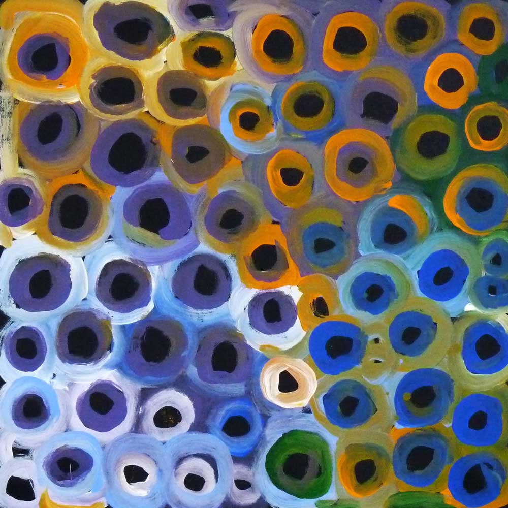 Soakage by Lena Pwerle by Lena Pwerle, 45cm x 45cm. Australian Aboriginal Art.