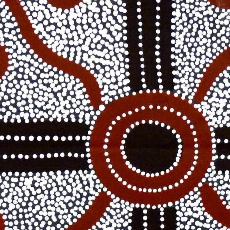 Bush Plum Dreaming by Lindsay Bird by Lindsay Bird Mpetyane, 45cm x 45cm. Australian Aboriginal Art.