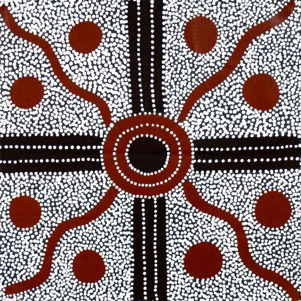Bush Plum Dreaming by Lindsay Bird by Lindsay Bird Mpetyane, 45cm x 45cm. Australian Aboriginal Art.