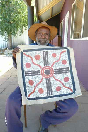 Bush Plum Dreaming by Lindsay Bird by Lindsay Bird Mpetyane, 45cm x 45cm. Australian Aboriginal Art.