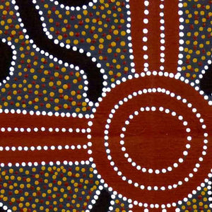 Bush Plum Dreaming by Lindsay Bird by Lindsay Bird Mpetyane, 45cm x 45cm. Australian Aboriginal Art.