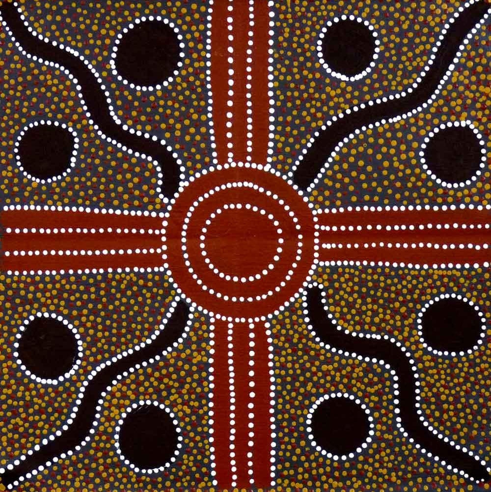 Bush Plum Dreaming by Lindsay Bird by Lindsay Bird Mpetyane, 45cm x 45cm. Australian Aboriginal Art.