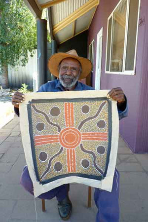 Bush Plum Dreaming by Lindsay Bird by Lindsay Bird Mpetyane, 45cm x 45cm. Australian Aboriginal Art.
