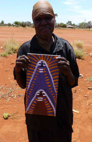 Atham-areny Story by Angelina Ngale by Angelina Ngale (Pwerle), 40cm x 20cm. Australian Aboriginal Art.