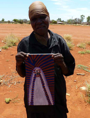 Atham-areny Story by Angelina Ngale (Pwerle) by Angelina Ngale (Pwerle), 40cm x 20cm. Australian Aboriginal Art.