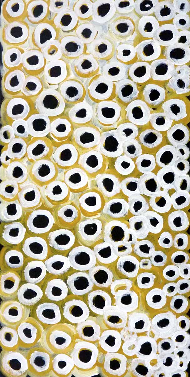 Soakage by Lena Pwerle by Lena Pwerle, 90cm x 45cm. Australian Aboriginal Art.