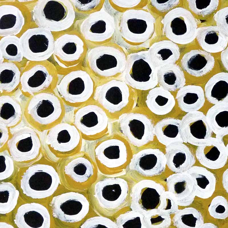 Soakage by Lena Pwerle by Lena Pwerle, 90cm x 45cm. Australian Aboriginal Art.