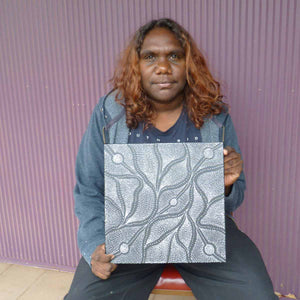 Country by Delvine Petyarre by Delvine Petyarre, 30cm x 30cm. Australian Aboriginal Art.