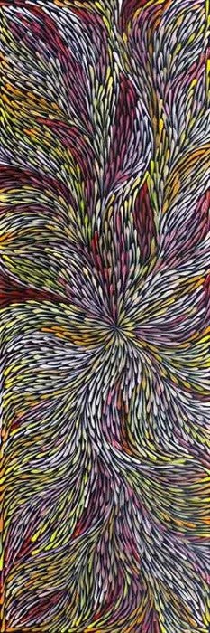 Wild Flowers by Sacha Long Petyarre (SOLD), 90cm x 30cm. Aboriginal Painting. #AboriginalArt #UtopiaLane