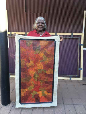 Bush Plum Dreaming by Josie Petrick Kemarre by Josie (Josepha) Petrick, 120cm x 60cm. Australian Aboriginal Art.