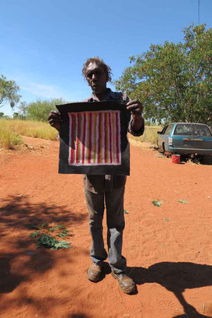 Conkerberry Dreaming by Matthew Mpetyane by Matthew Mpetyane, 30cm x 30cm. Australian Aboriginal Art.