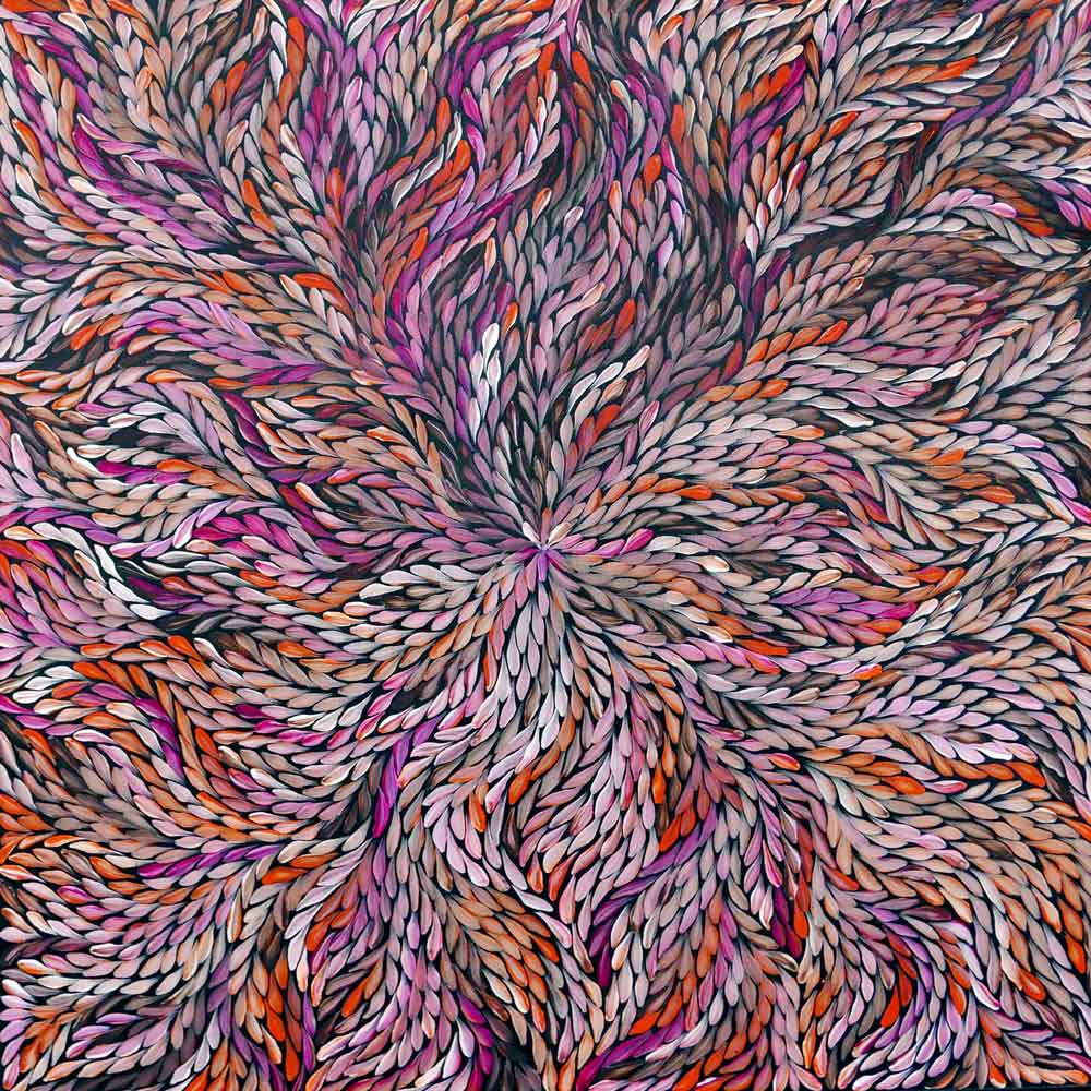 Pencil Yam by Delvine Petyarre by Delvine Petyarre, 60cm x 60cm. Australian Aboriginal Art.