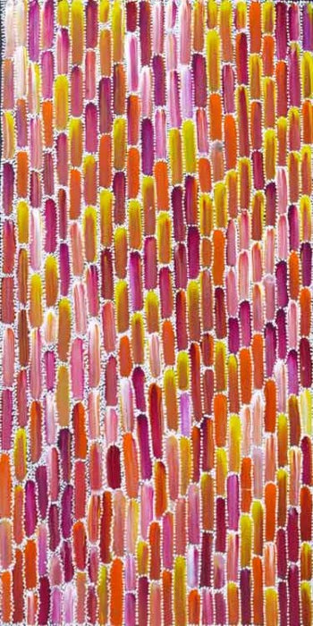 Anaty (Desert Yam) Story by Shakira Petrick (SOLD)-by-Shakira Petrick-60cm x 30cm-at-Utopia-Lane-Gallery #AboriginalArt #Shakira Petrick