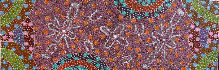 Alpar Seed Story by Maggie Bird (SOLD)-by-Maggie Bird Mpetyane-90cm x 30cm-at-Utopia-Lane-Gallery #AboriginalArt #Maggie Bird Mpetyane