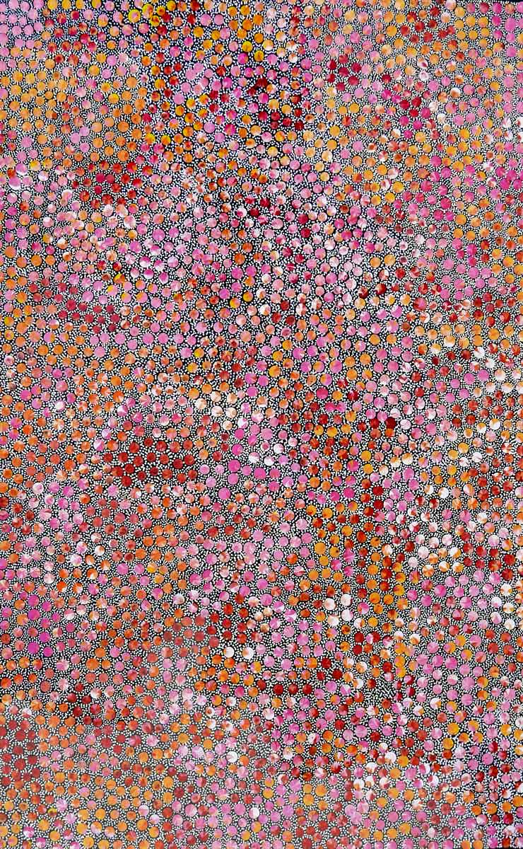 Pencil Yam Seed by Eileen Bird (SOLD)-by-Eileen Bird Nungarai-90cm x 60cm-at-Utopia-Lane-Gallery #AboriginalArt #Eileen Bird Nungarai