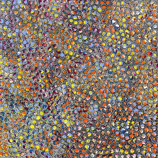 Pencil Yam Seed by Eileen Bird by Eileen Bird Nungarai, 45cm x 45cm. Australian Aboriginal Art.