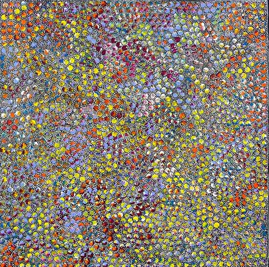 Pencil Yam Seed by Eileen Bird by Eileen Bird Nungarai, 60cm x 60cm. Australian Aboriginal Art.