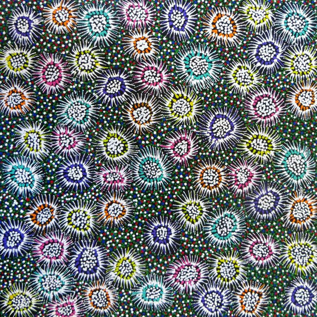 Ilyarnayt Flower by Audrey Morton Kngwarrey (SOLD), 30cm x 30cm. Aboriginal Painting. #AboriginalArt #UtopiaLane