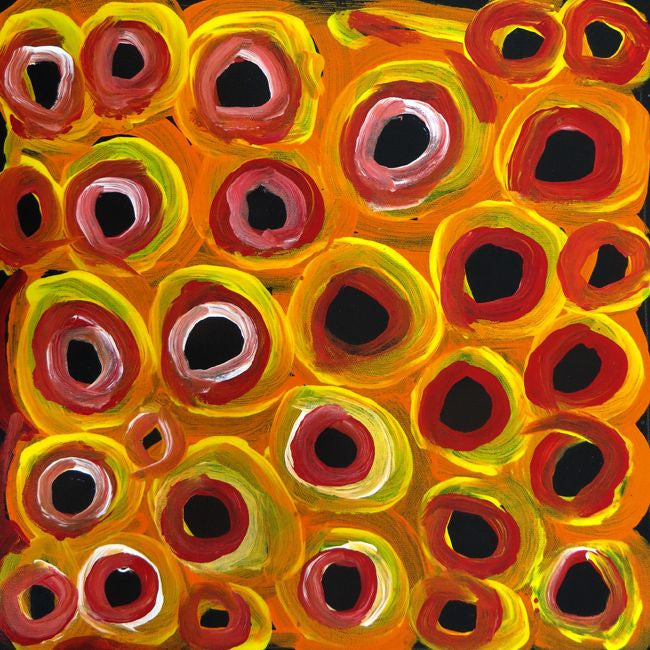 Soakages by Lena Pwerle (SOLD), 30cm x 30cm. Aboriginal Painting. #AboriginalArt #UtopiaLane