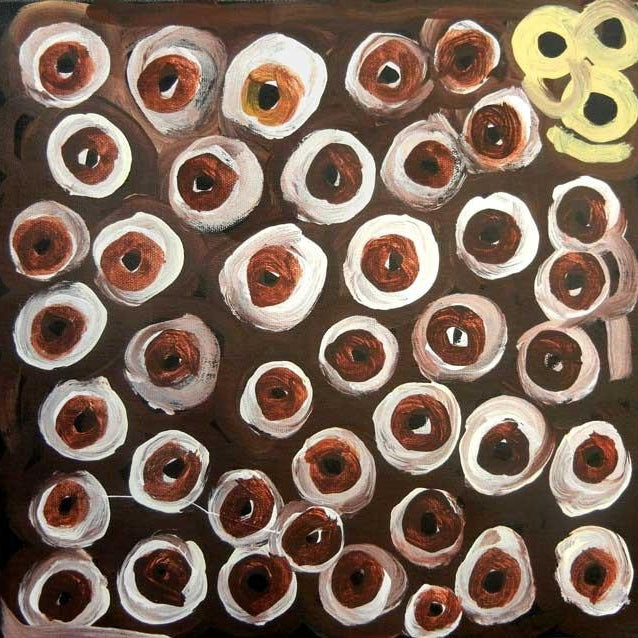 Soakage by Lena Pwerle (SOLD), 30cm x 30cm. Aboriginal Painting. #AboriginalArt #UtopiaLane