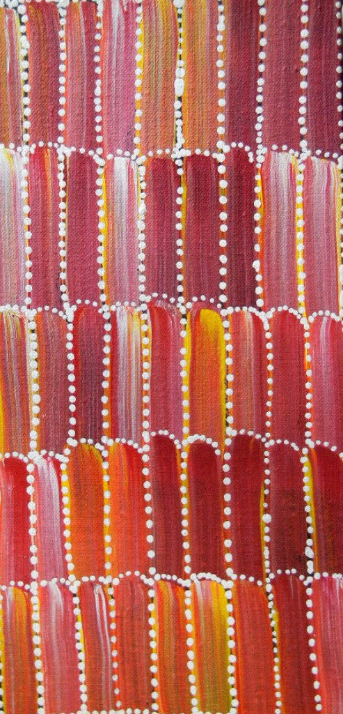 Anaty (Desert Yam) by Jeannie Mills Pwerle (SOLD), 30cm x 15cm. Aboriginal Painting. #AboriginalArt #UtopiaLane