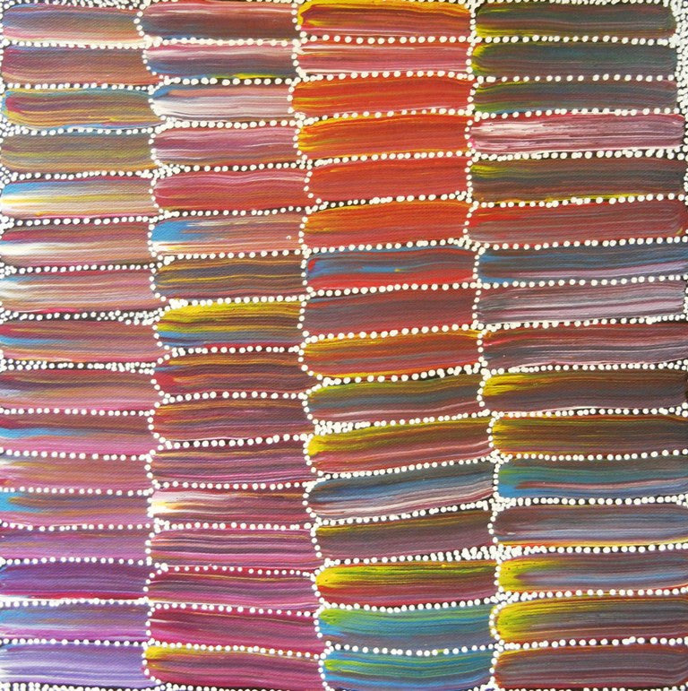 Anaty (Desert Yam) by Jeannie Mills Pwerle (SOLD), 30cm x 30cm. Aboriginal Painting. #AboriginalArt #UtopiaLane