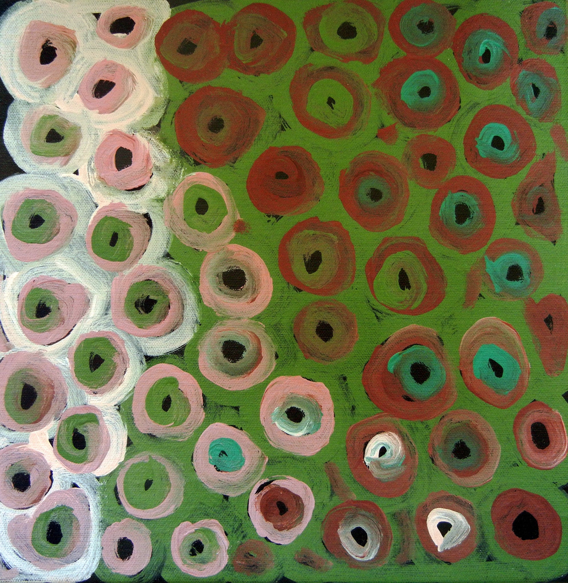 Soakage by Lena Pwerle (SOLD), 30cm x 30cm. Aboriginal Painting. #AboriginalArt #UtopiaLane