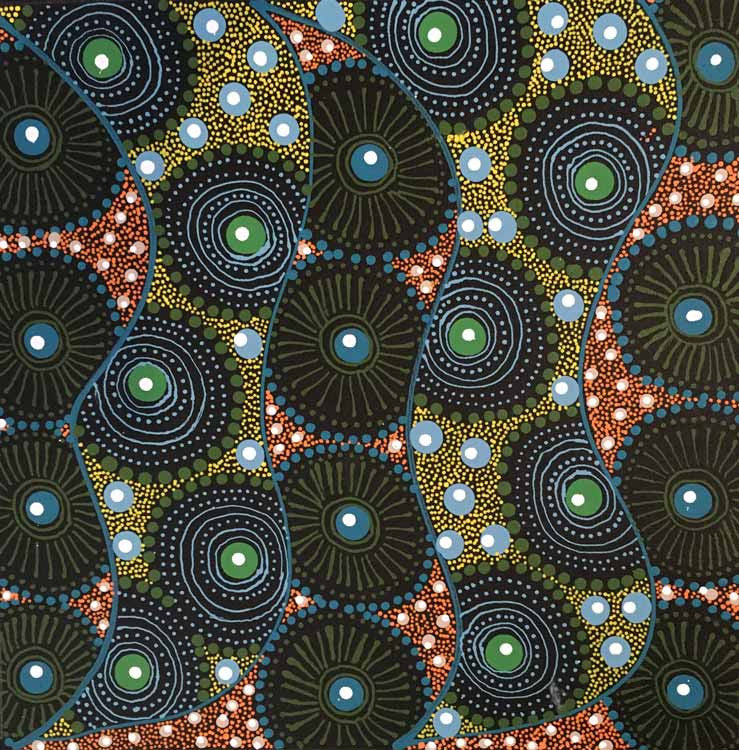Alpar Seed Story by Karen Bird Ngale (SOLD), 30cm x 30cm. Aboriginal Painting. #AboriginalArt #UtopiaLane